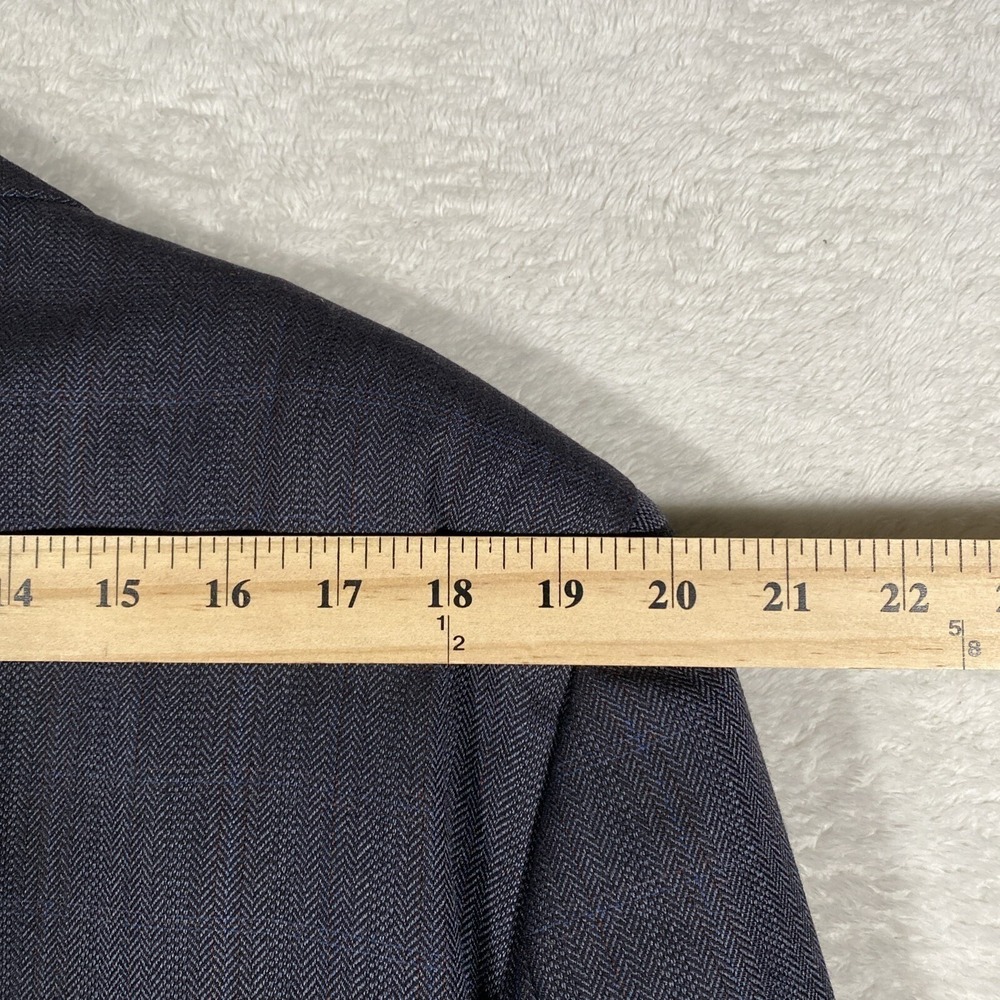 Joseph & Feiss Gold Mens 44L Classic Fit Grey Herringbone Windowpane Blazer Wool - Picture 10 of 11